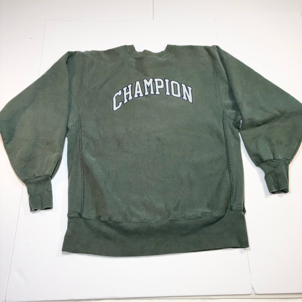 Champion Reverse Weave Crew Neck Sweatshirt Green Vintage Mens Large 90’s Y2K